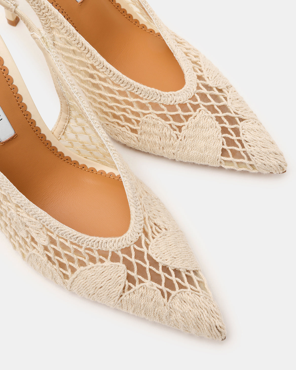 ANDROMEDA Crochet Bone Slingback Pointed-Toe Stiletto Pump Women's Heel