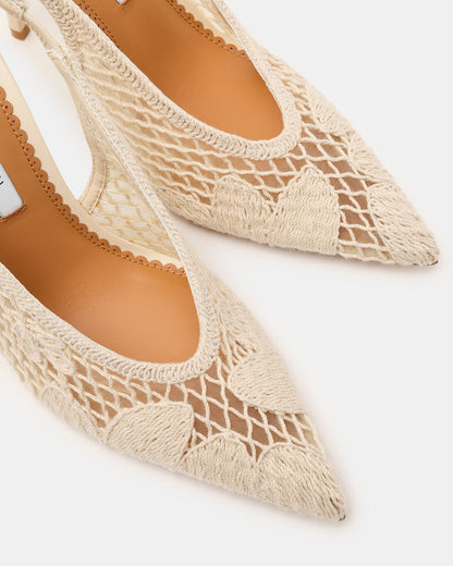 ANDROMEDA Crochet Bone Slingback Pointed-Toe Stiletto Pump Women's Heel