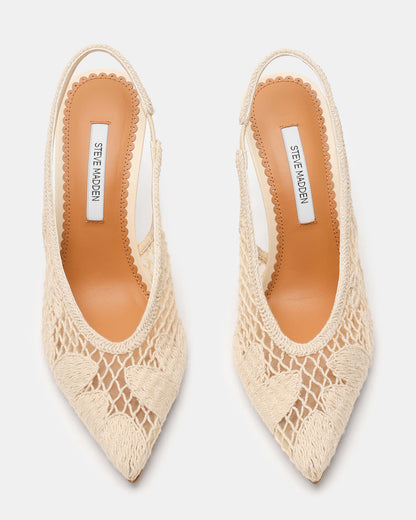 ANDROMEDA Crochet Bone Slingback Pointed-Toe Stiletto Pump Women's Heel