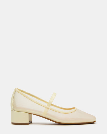 MURAL Butter Yellow Mary Jane Block Heel Square-Toe Women's Heel