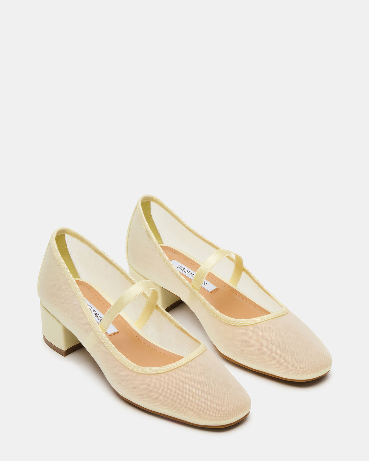 MURAL Butter Yellow Mary Jane Block Heel Square-Toe Women's Heel