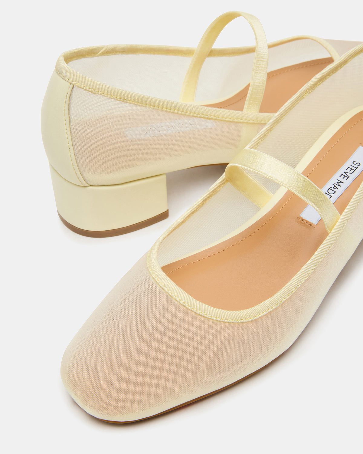 MURAL Butter Yellow Mary Jane Block Heel Square-Toe Women's Heel