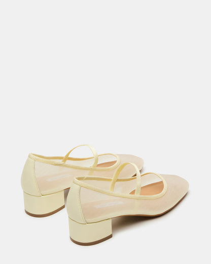 MURAL Butter Yellow Mary Jane Block Heel Square-Toe Women's Heel