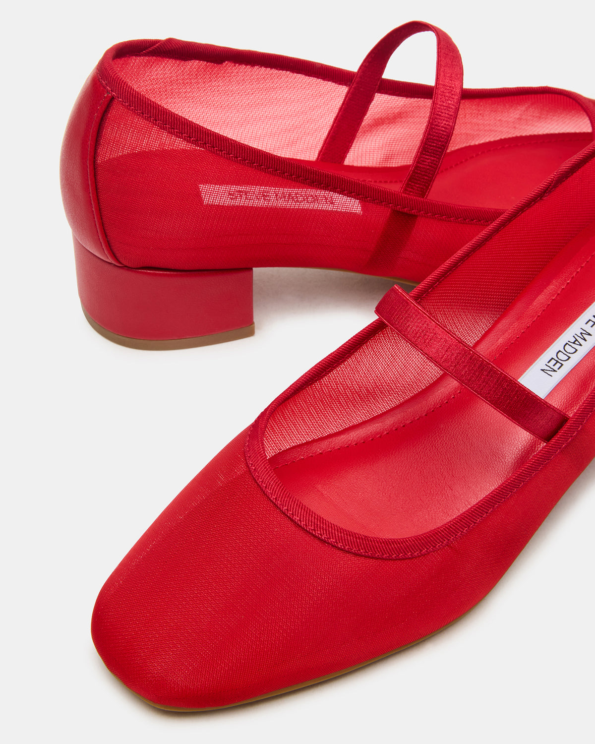 MURAL Red Mary Jane Block Heel Square-Toe Women's Heel