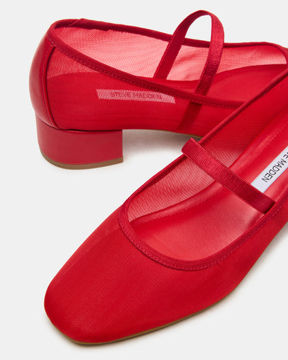 MURAL Red Mary Jane Block Heel Square-Toe Women's Heel