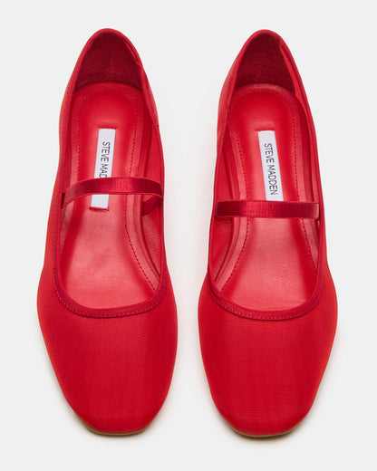 MURAL Red Mary Jane Block Heel Square-Toe Women's Heel