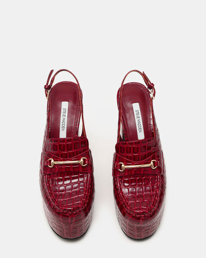 QUINN Red Crocodile Platform Slingback Women's Heel