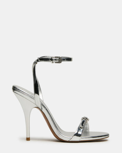 FOXX Silver Strappy Stiletto Open-Toe Women's Heel