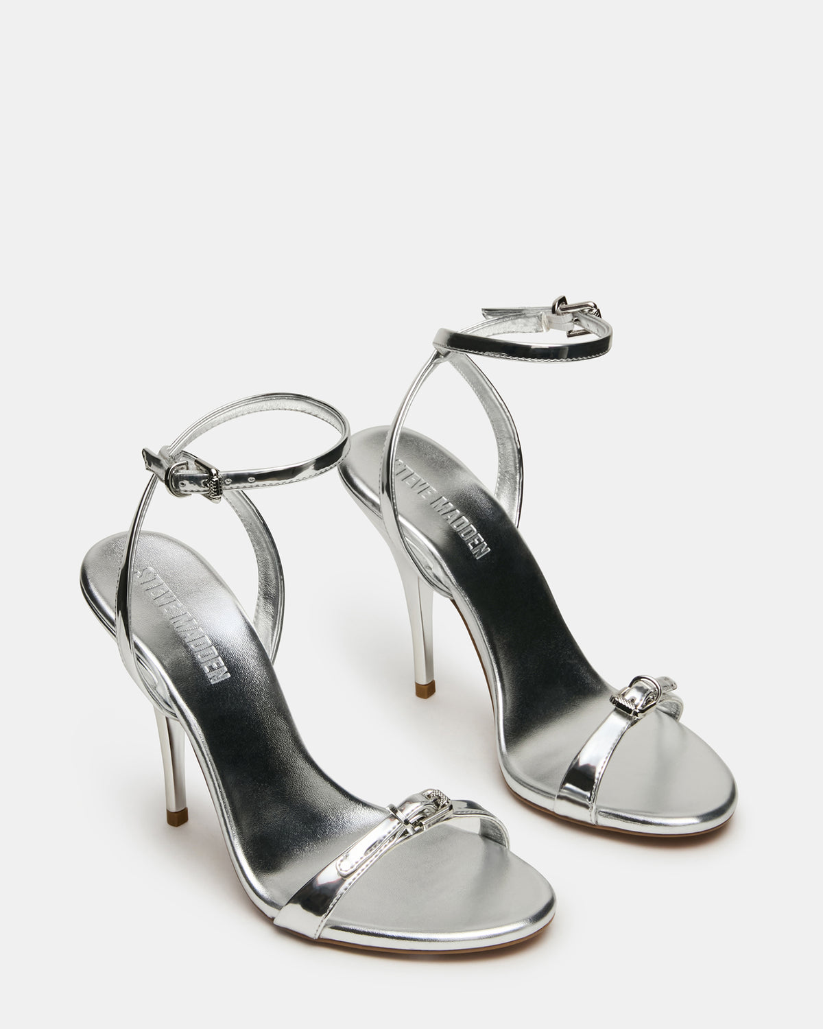 FOXX Silver Strappy Stiletto Open-Toe Women's Heel
