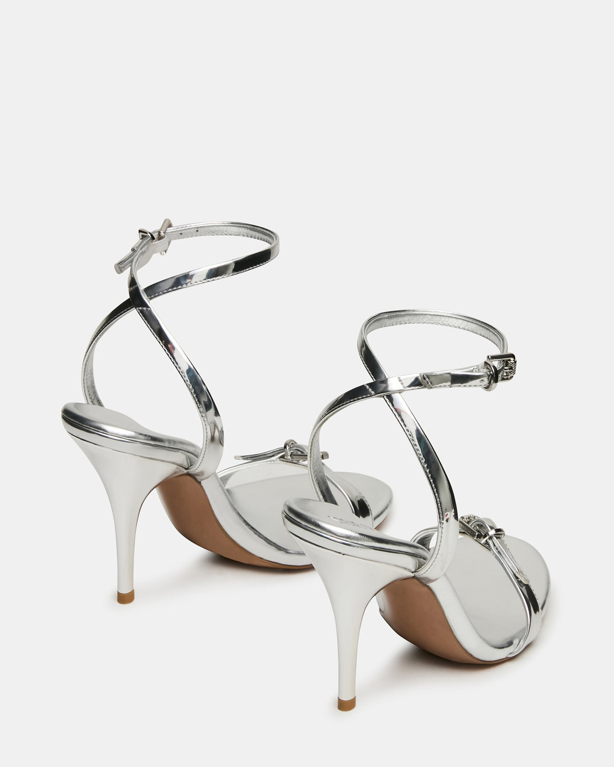 FOXX Silver Strappy Stiletto Open-Toe Women's Heel