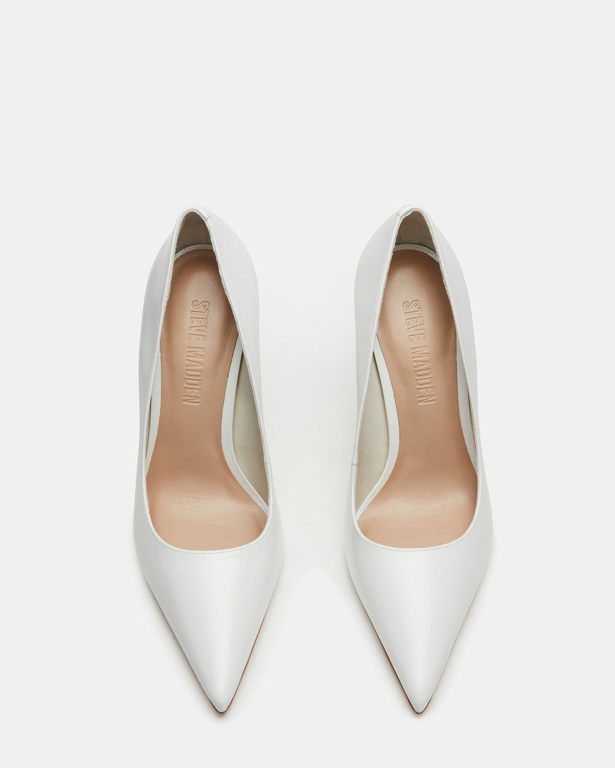 NOIR White Leather Pointed-Toe Stiletto Pump Women's Heels