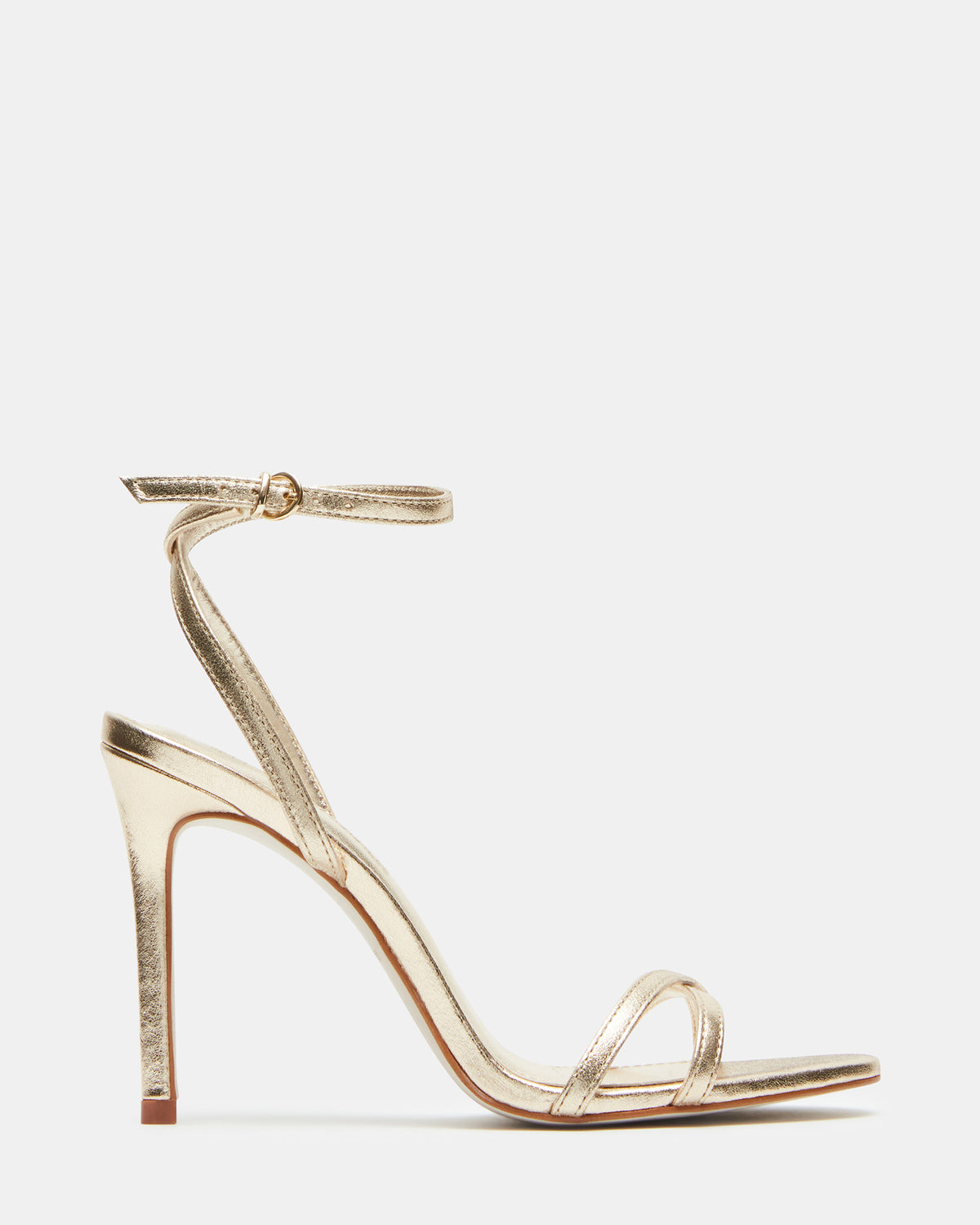 JYPSEY Gold Leather Strappy Stiletto Women's Heel
