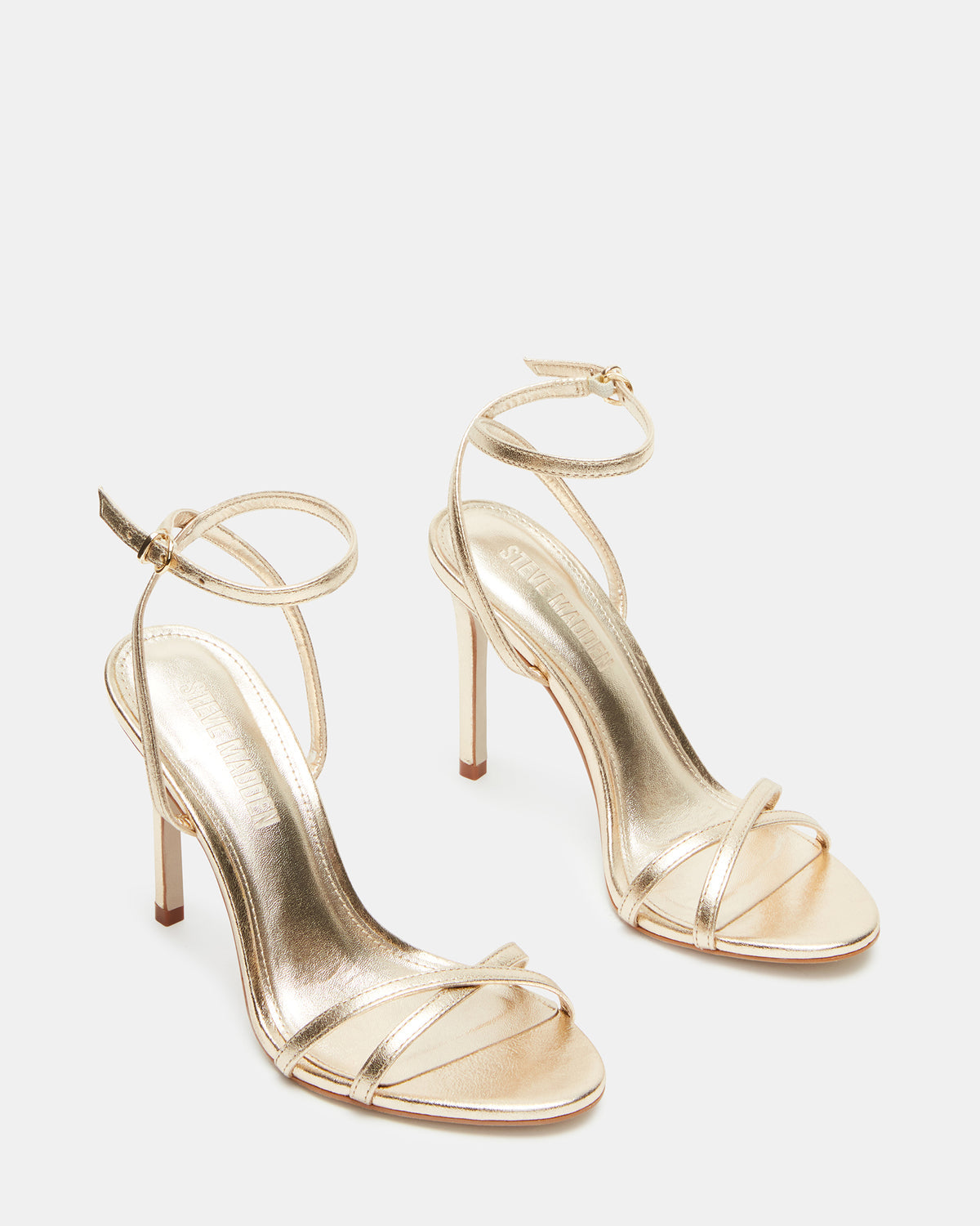 JYPSEY Gold Leather Strappy Stiletto Women's Heel