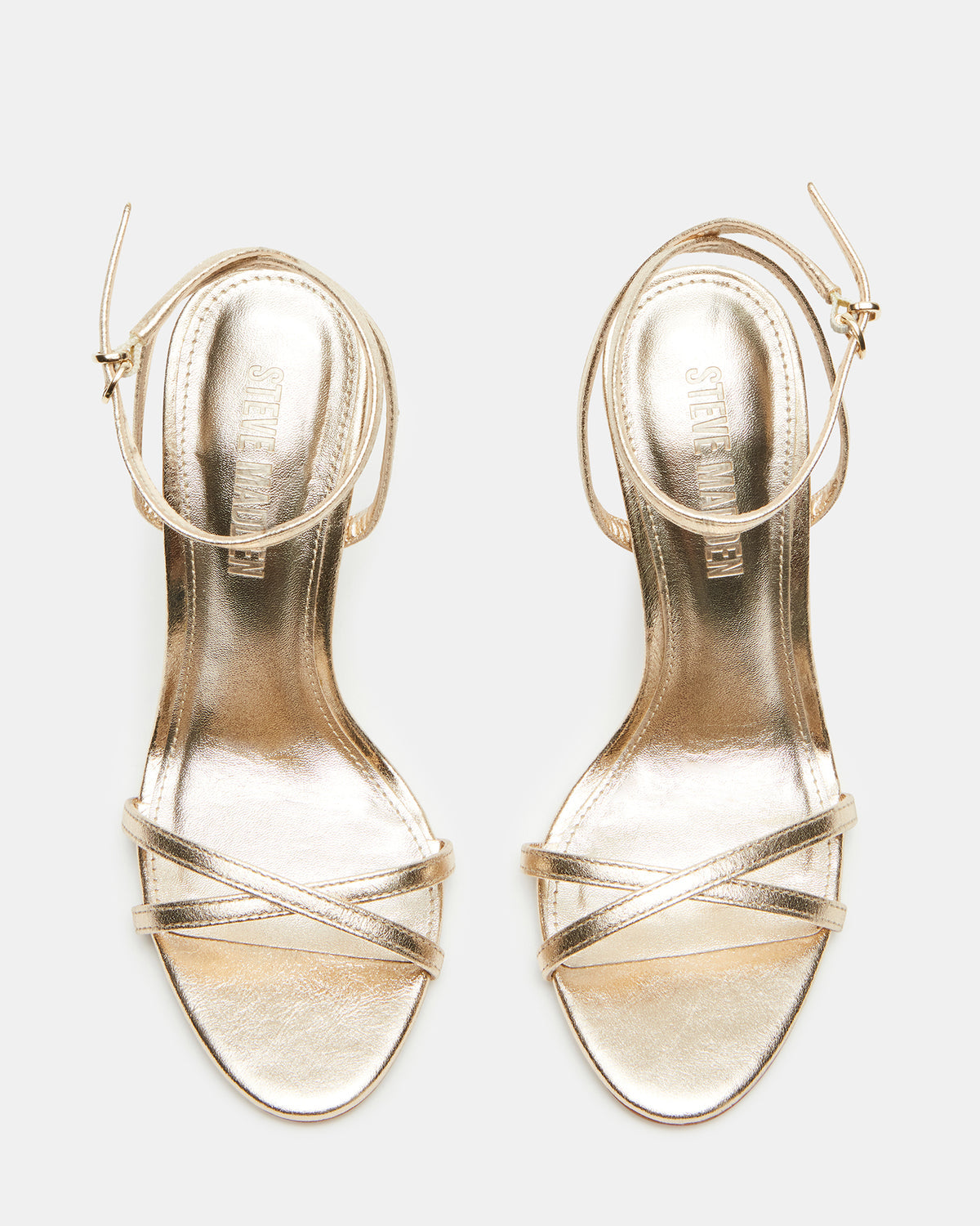 JYPSEY Gold Leather Strappy Stiletto Women's Heel