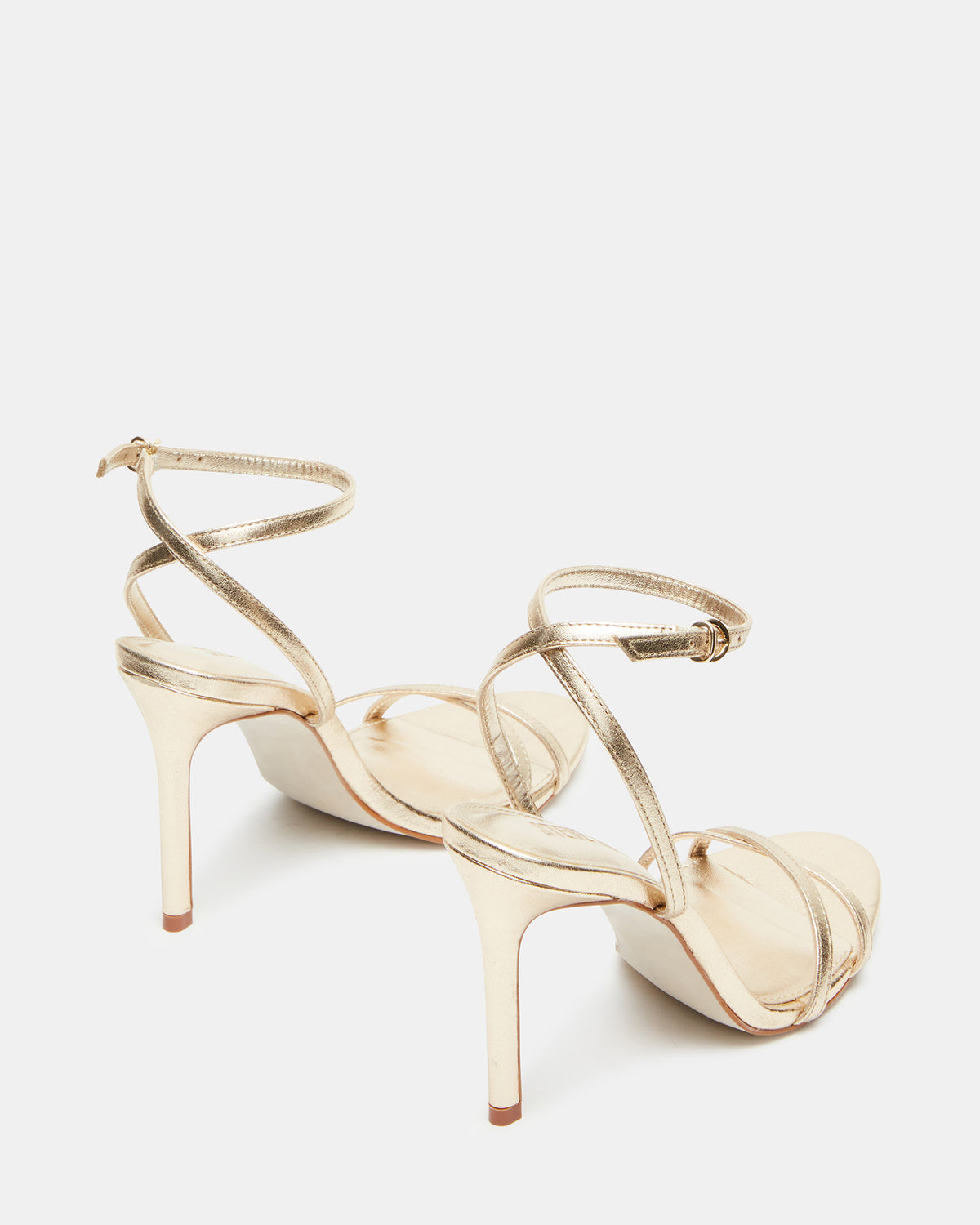 JYPSEY Gold Leather Strappy Stiletto Women's Heel