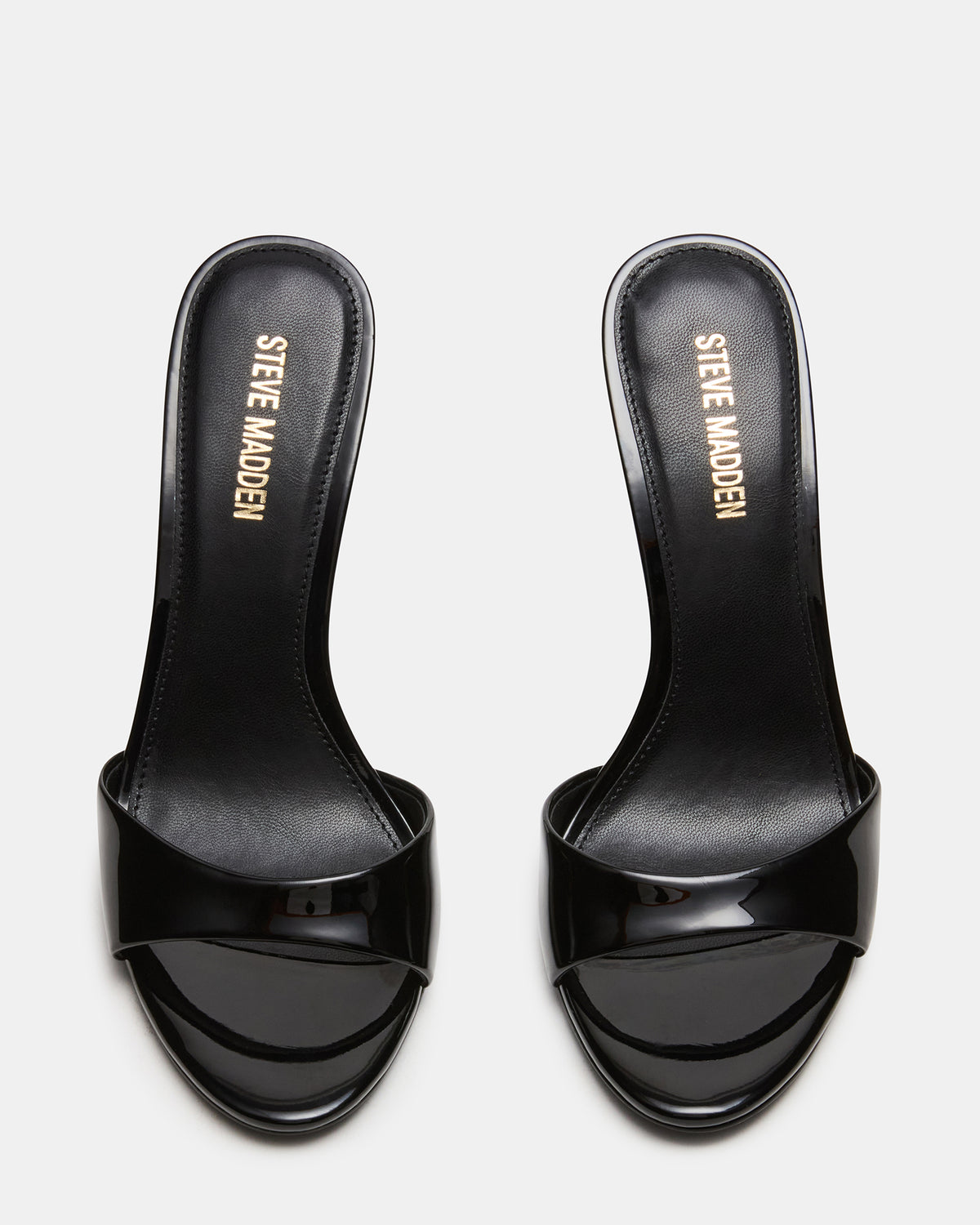 DAVINA Black Patent Rounded Open-Toe Mule Stiletto Women's Heel