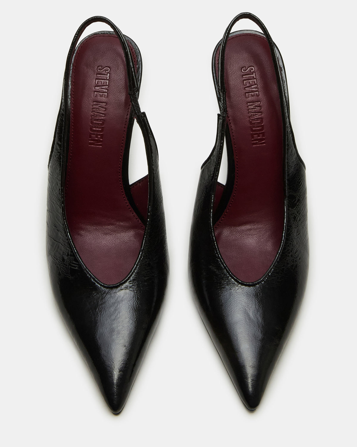 ANDROMEDA Black Leather Slingback Pointed-Toe Stiletto Pump Women's Heel