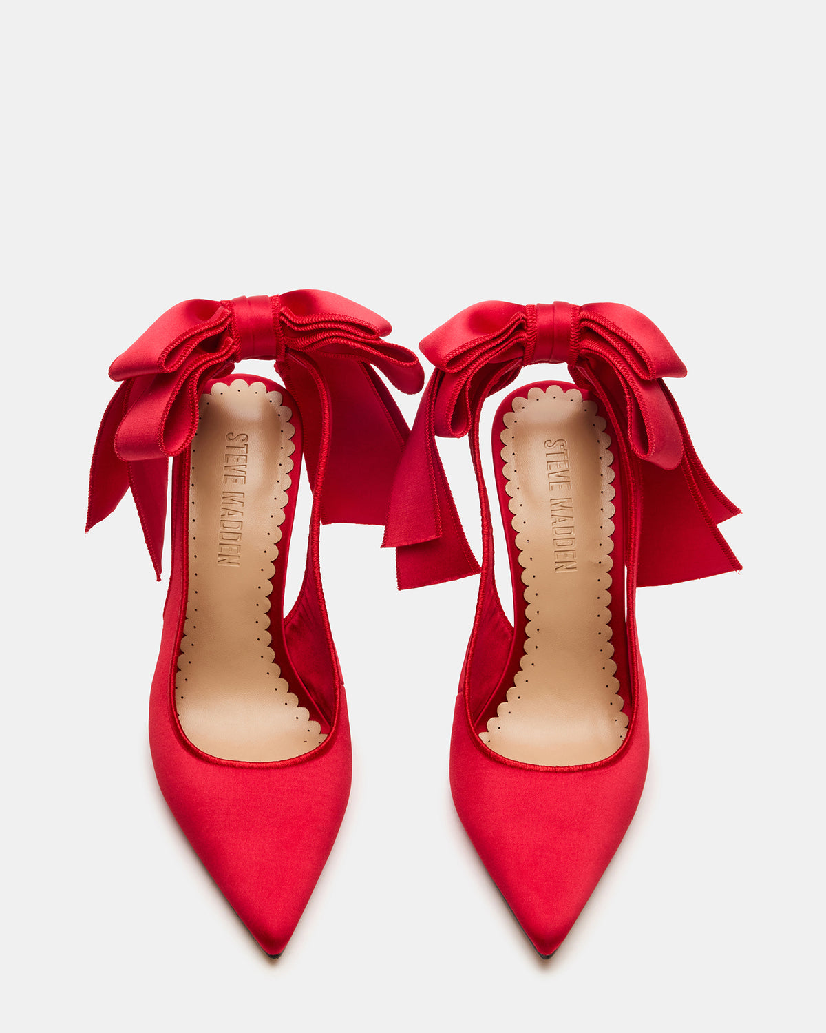 TEACUP Red Satin Women's Pointed-Toe Slingback Heel