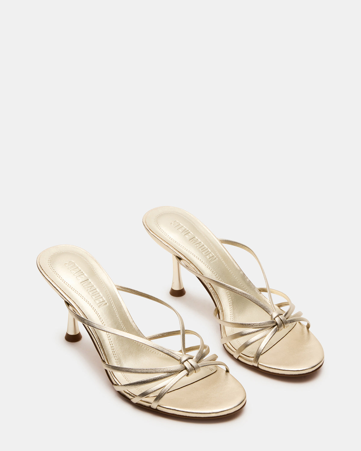 EDNA Champagne Leather Strappy Mule Women's Heel