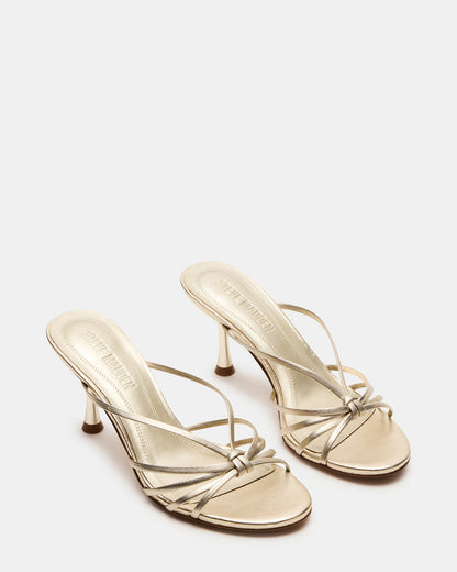EDNA Champagne Leather Strappy Mule Women's Heel