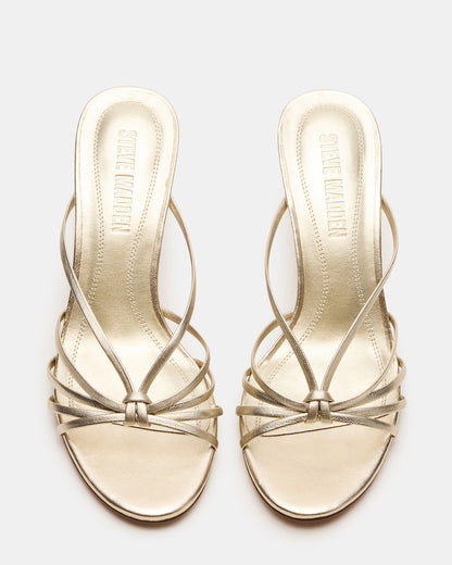 EDNA Champagne Leather Strappy Mule Women's Heel