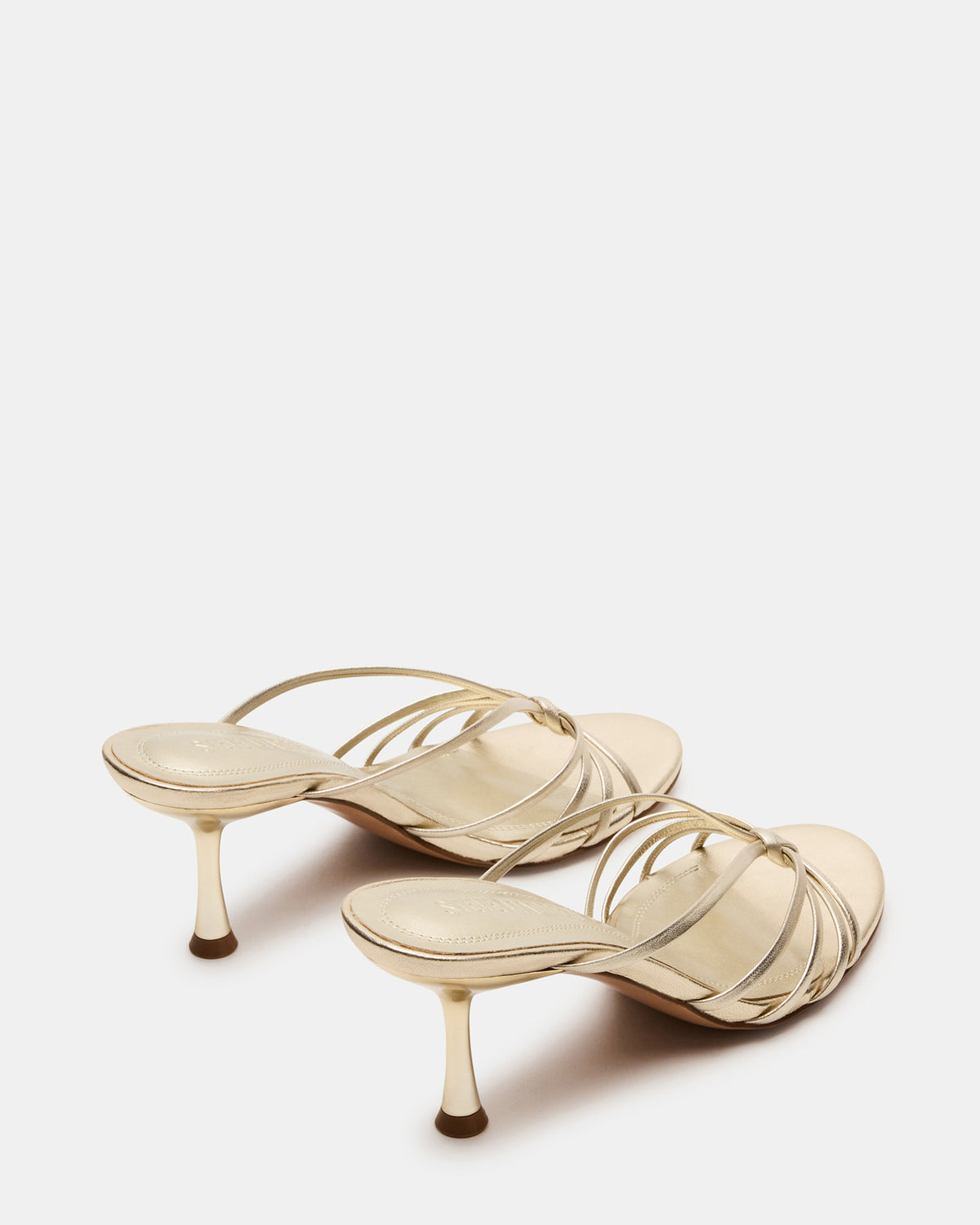 EDNA Champagne Leather Strappy Mule Women's Heel