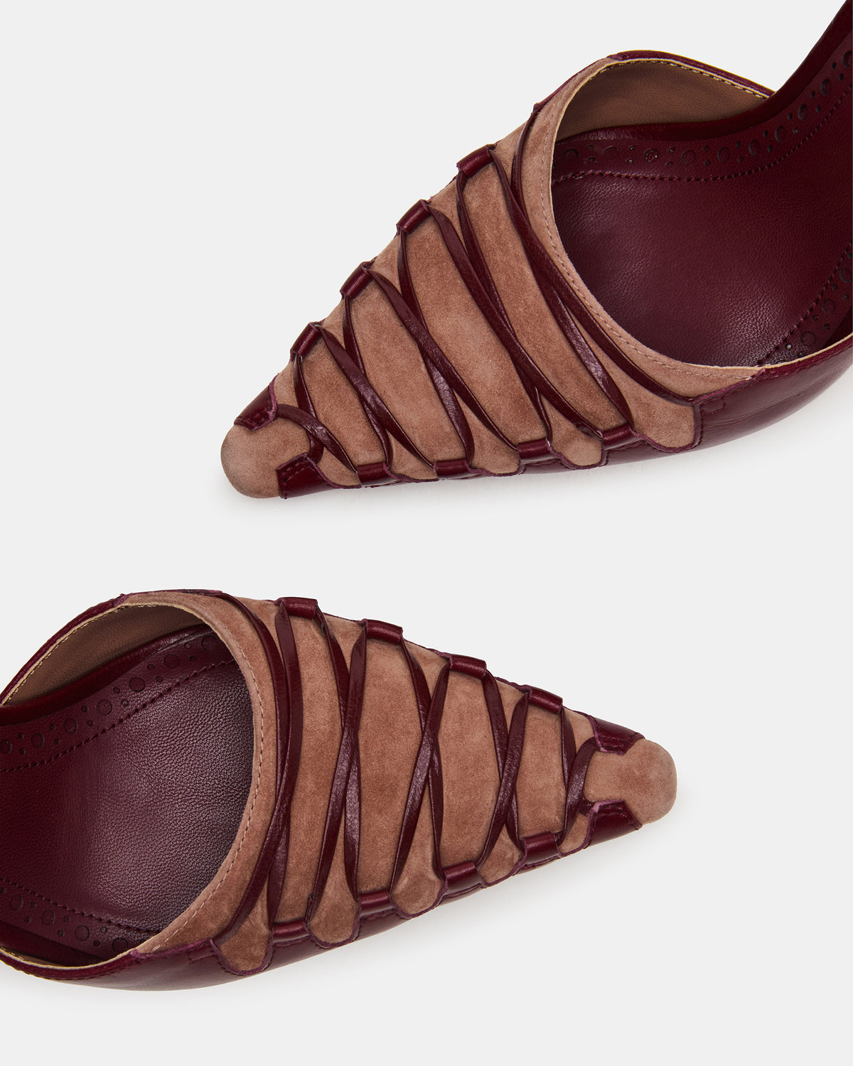 DANGER Burgundy Multi Pointed-Toe Lace-Up Stiletto Pump Women's Heel