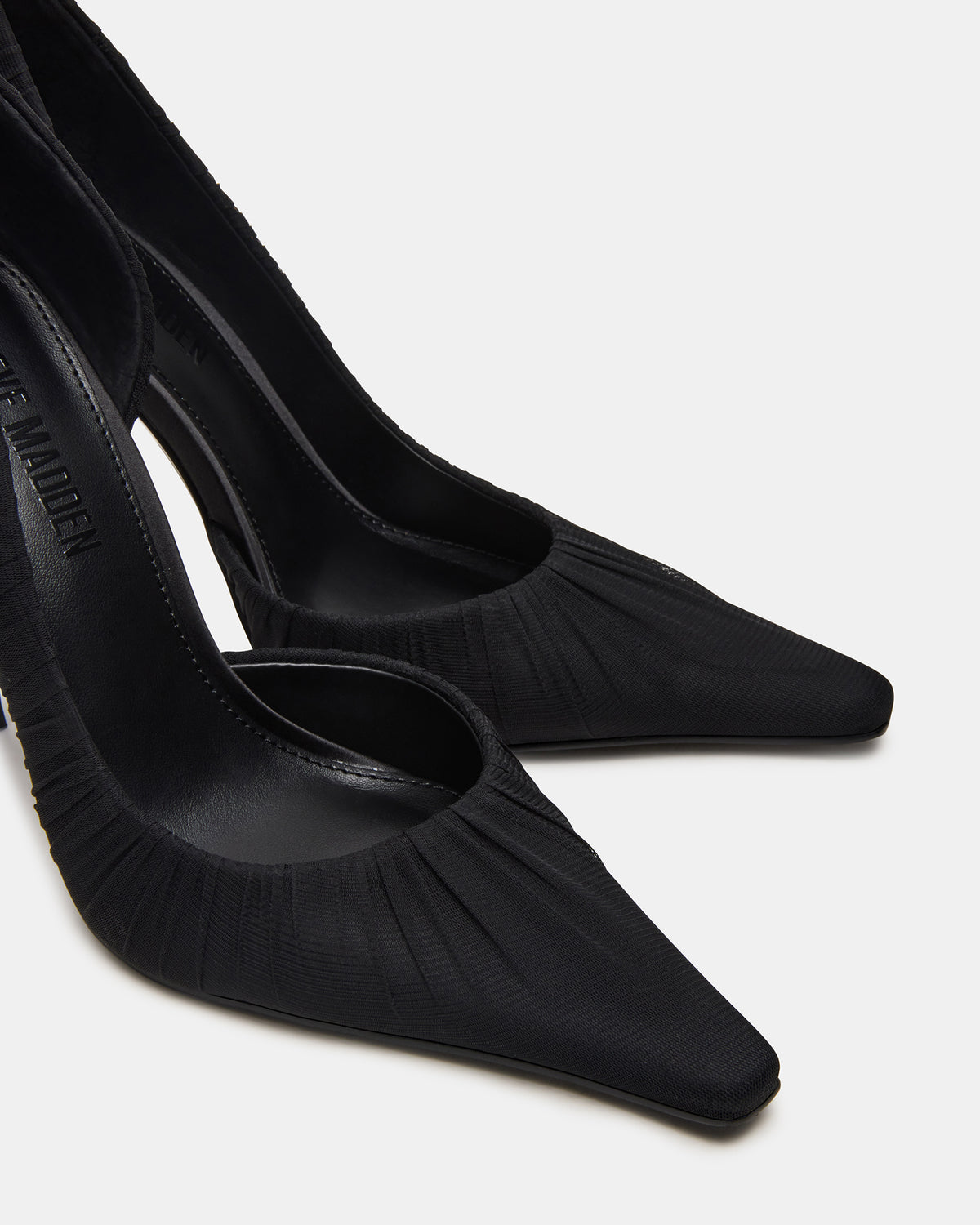 ELEGANT Black Ruched Pointed-Toe Stiletto Pump Women's Heel