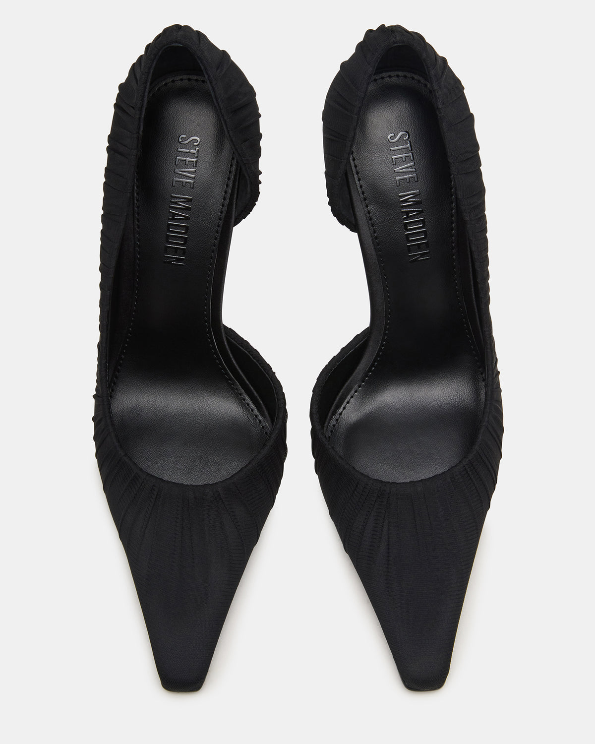 ELEGANT Black Ruched Pointed-Toe Stiletto Pump Women's Heel