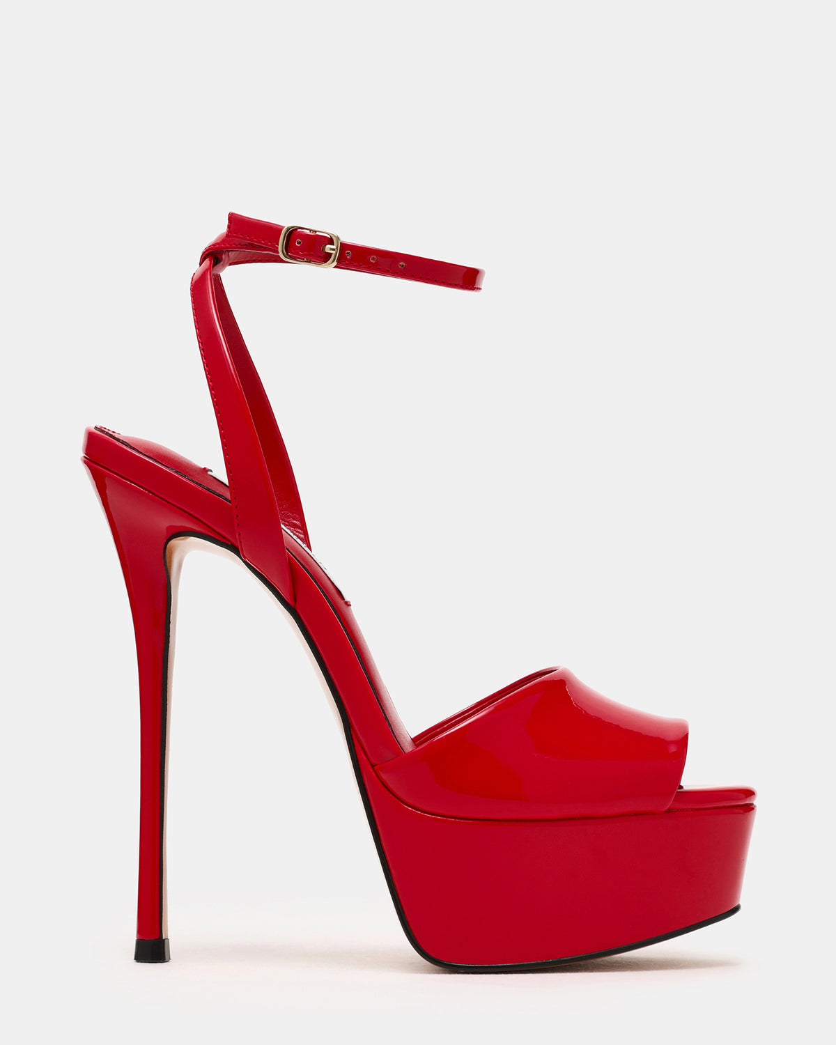 JEZZICA Red Patent Platform Stiletto Ankle Strap Women's Heel