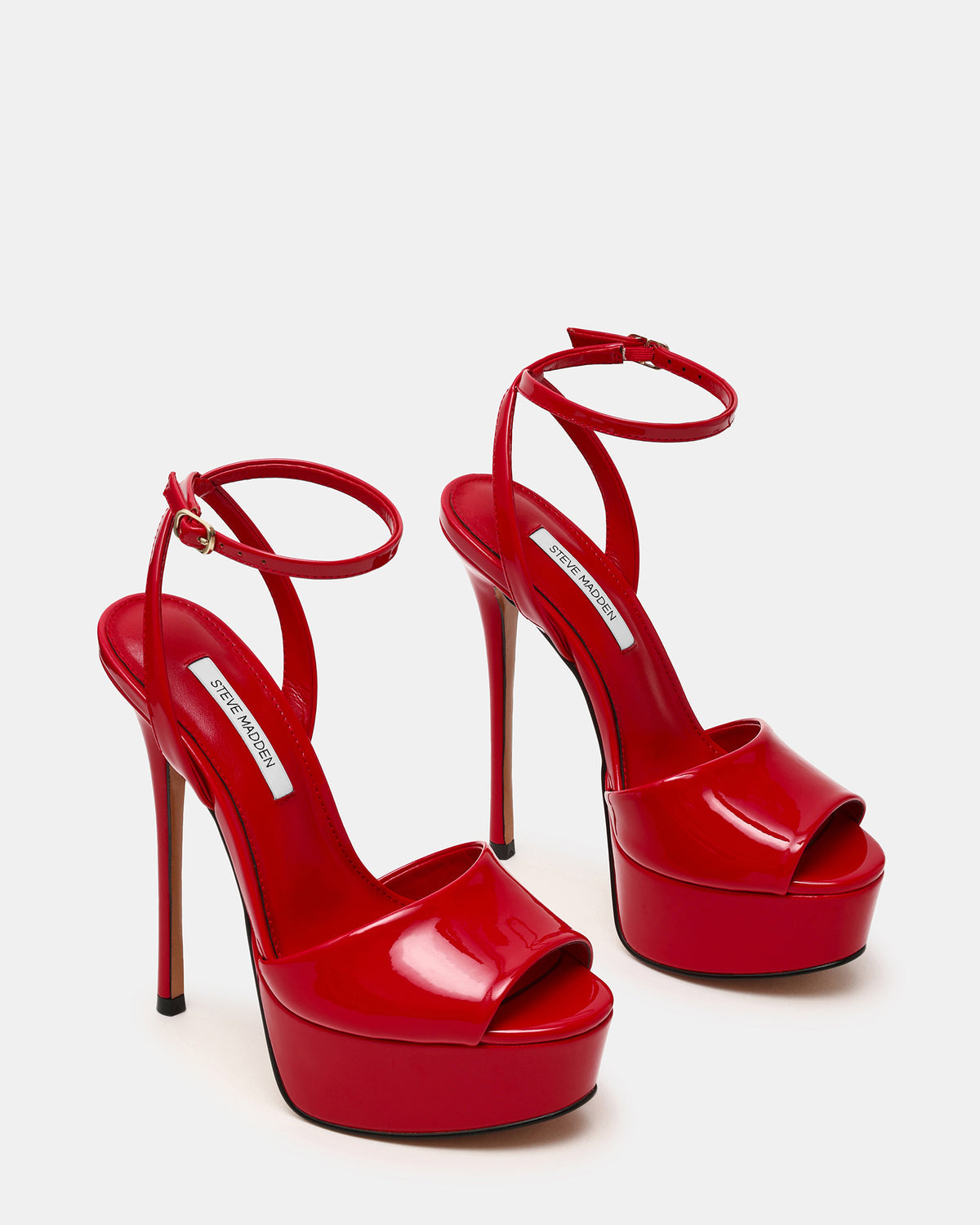 JEZZICA Red Patent Platform Stiletto Ankle Strap Women's Heel