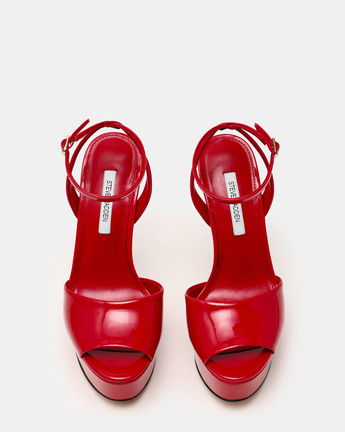 JEZZICA Red Patent Platform Stiletto Ankle Strap Women's Heel