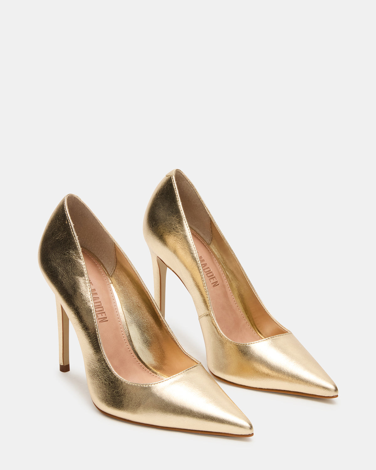 NOIR Gold Leather Pointed-Toe Stiletto Pump Women's Heels