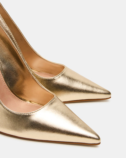 NOIR Gold Leather Pointed-Toe Stiletto Pump Women's Heels