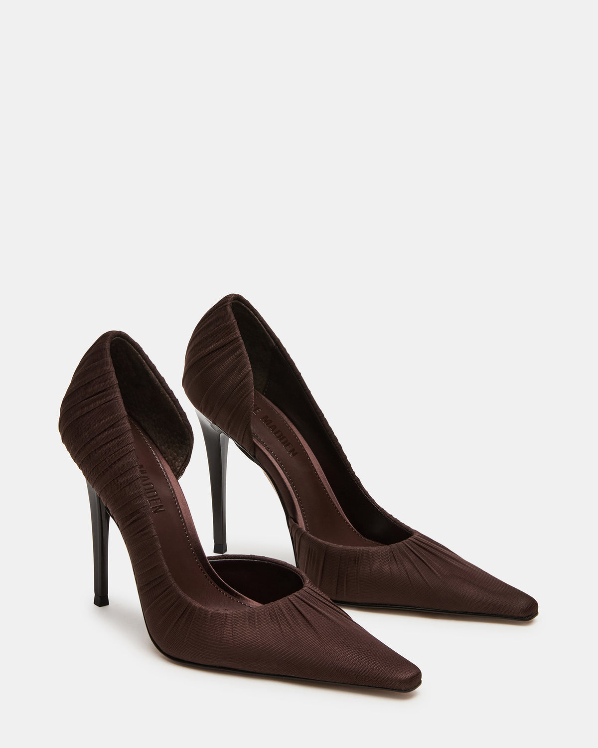 ELEGANT Brown Ruched Pointed-Toe Stiletto Pump Women's Heel