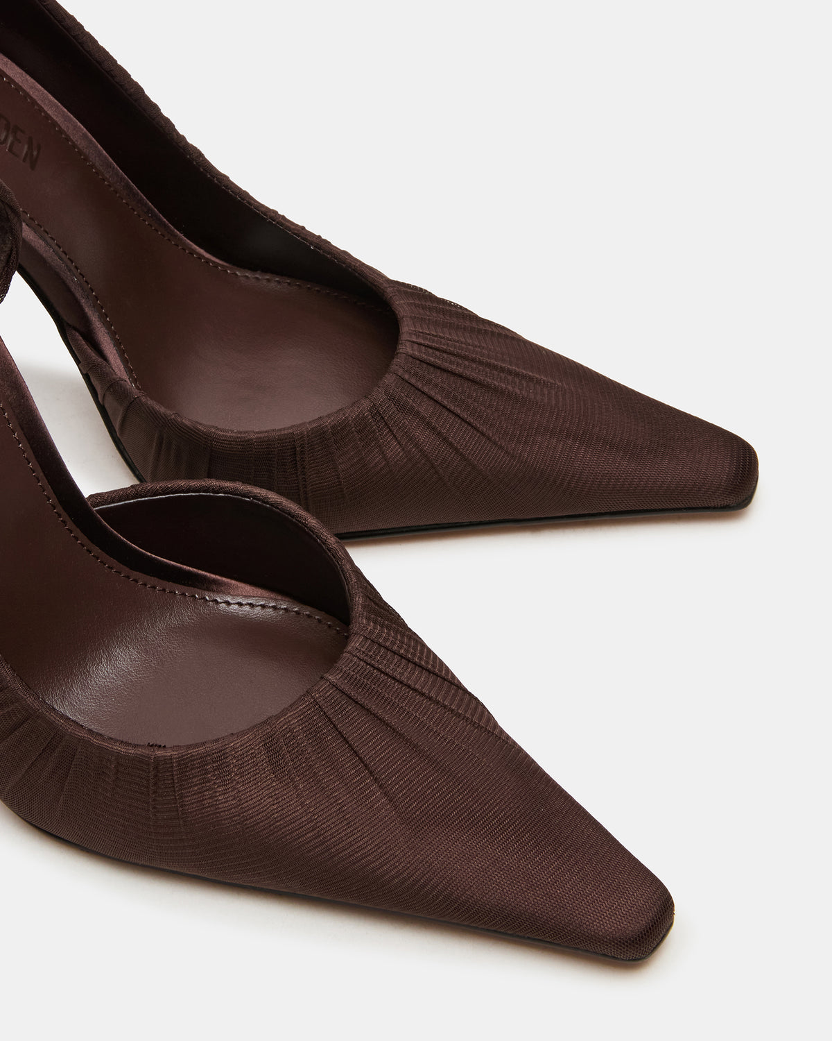 ELEGANT Brown Ruched Pointed-Toe Stiletto Pump Women's Heel