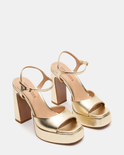 LIANDRA Champagne Women's Platform Square-Toe Strappy Heel
