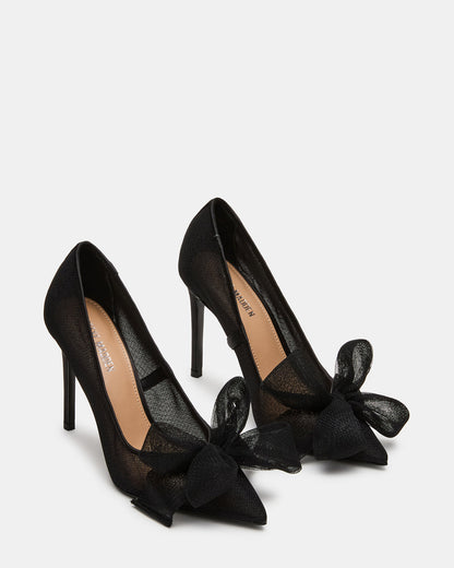 TAFFY Black Bow Pointed-Toe Stiletto Pump Women's Heel