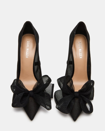TAFFY Black Bow Pointed-Toe Stiletto Pump Women's Heel