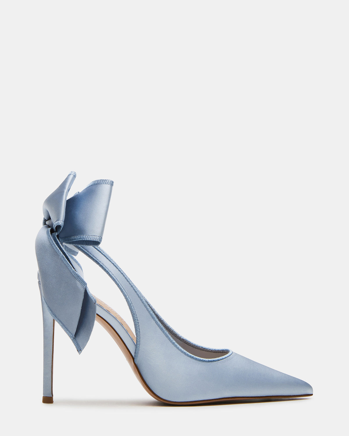 TEACUP Blue Satin Women's Pointed-Toe Slingback Heel