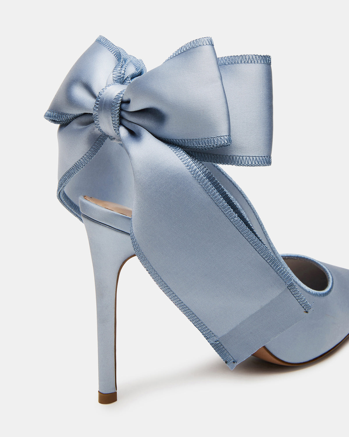 TEACUP Blue Satin Women's Pointed-Toe Slingback Heel