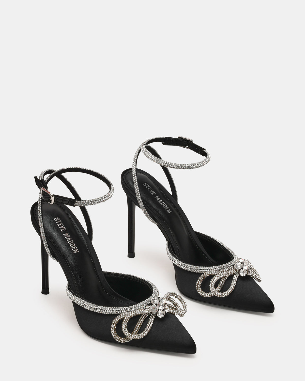 VIABLE Black Women's Rhinestone-Embellished Stilettos