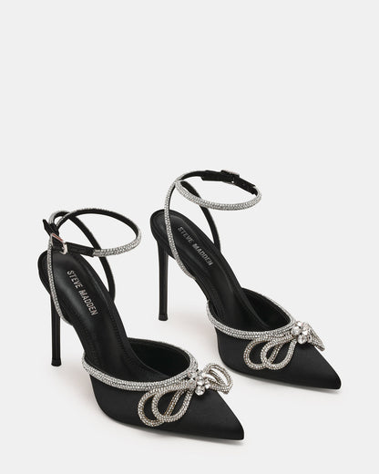 VIABLE Black Women's Rhinestone-Embellished Stilettos