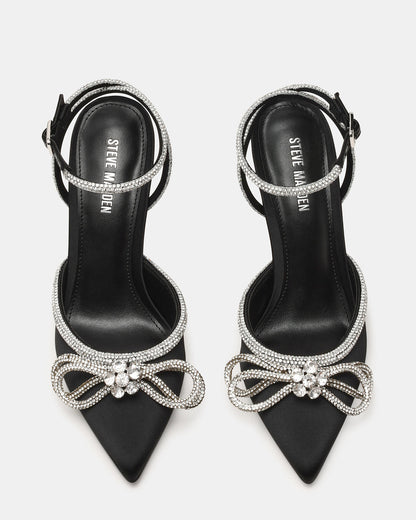 VIABLE Black Women's Rhinestone-Embellished Stilettos