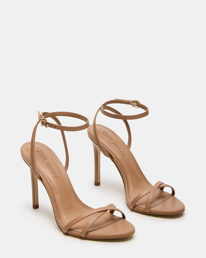 JYPSEY Tan Leather Strappy Stiletto Women's Heel