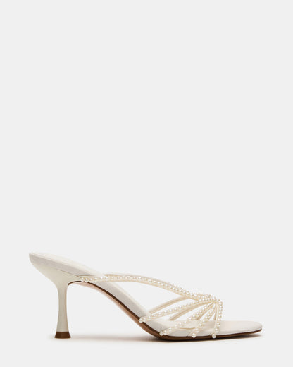 EDNA Pearl White Strappy Mule Women's Heel