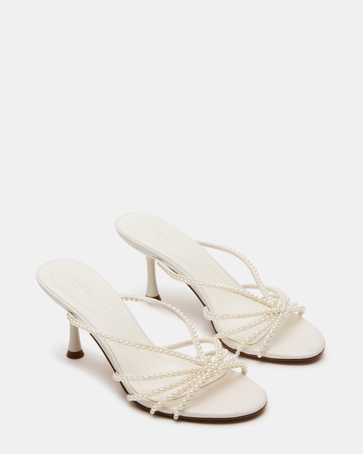 EDNA Pearl White Strappy Mule Women's Heel