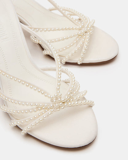 EDNA Pearl White Strappy Mule Women's Heel