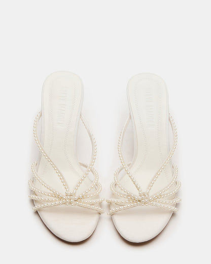 EDNA Pearl White Strappy Mule Women's Heel