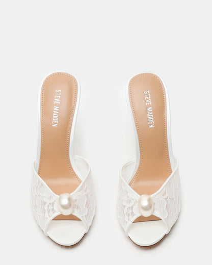 PRIYA Pearl White Lace Mule Women's Heel
